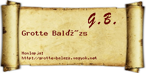 Grotte Balázs névjegykártya